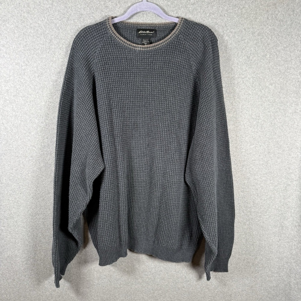 Eddie Bauer‎ Sweater Mens XL Tall Vintage 90s Knit Pullover Blue/gray